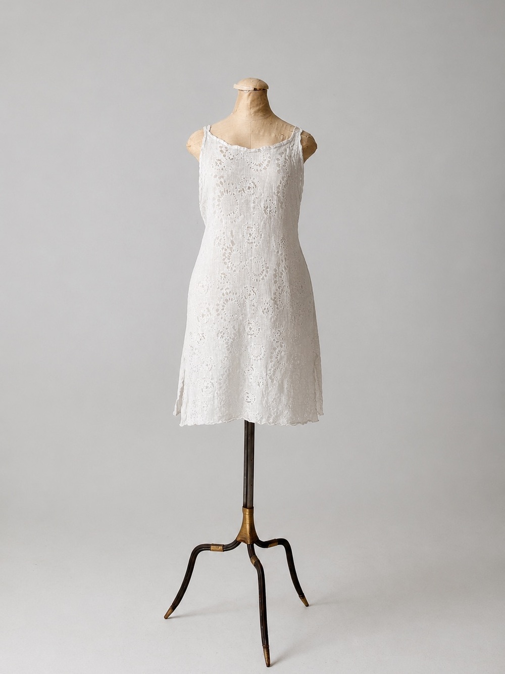Lace Asymmetrical White Tank Dress